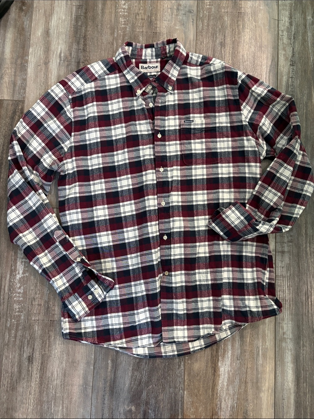 Barbour plaid button down shirt large